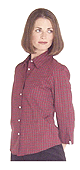 Three Quarter Sleeve Plaid Button Down Shirt
